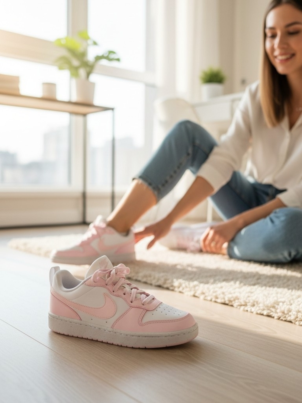 Nike Court Borough Low Recraft White/Pink DV5456‑105 – Women size 5.5